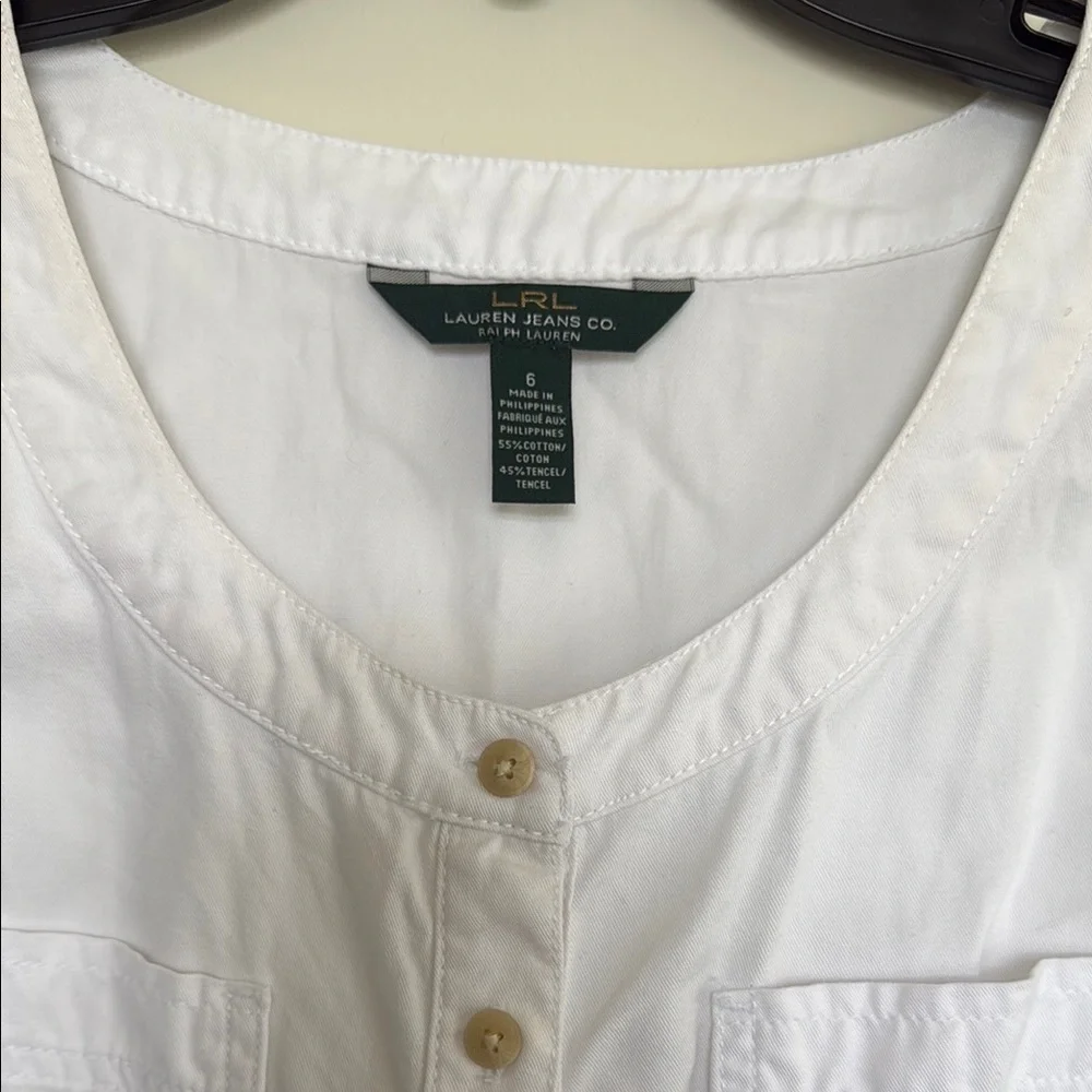 LRL Lauren Jeans Co.White Button-Up Romper